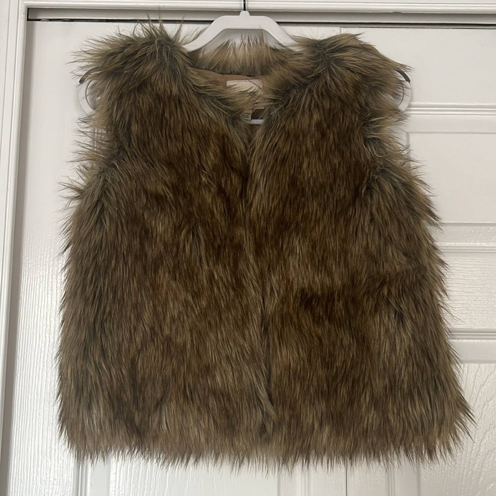 Cherokee Brown Faux Fur Vest Girls XL Cozy Fall Winter